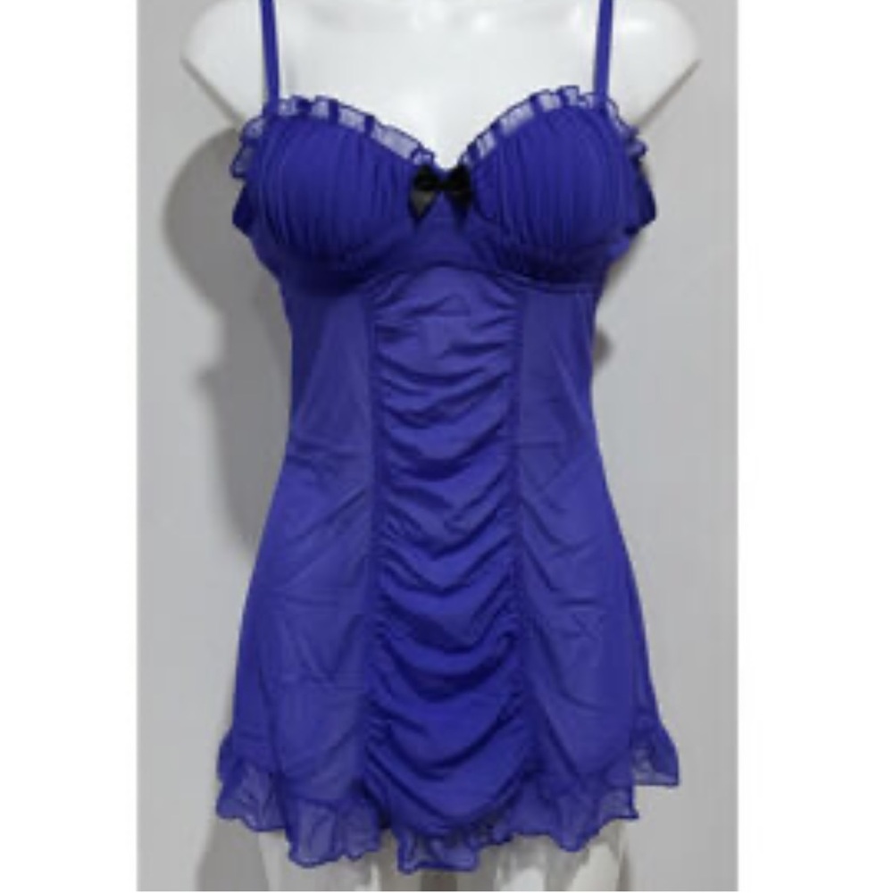 Frederick's of Hollywood | 💜Passion Purple Chemise garters lace up corset back